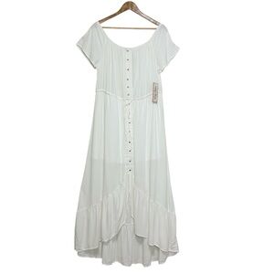 Indigo Rose Off White Boho Elastic Waist Pull On Off Shoulders Romantic Dress XL